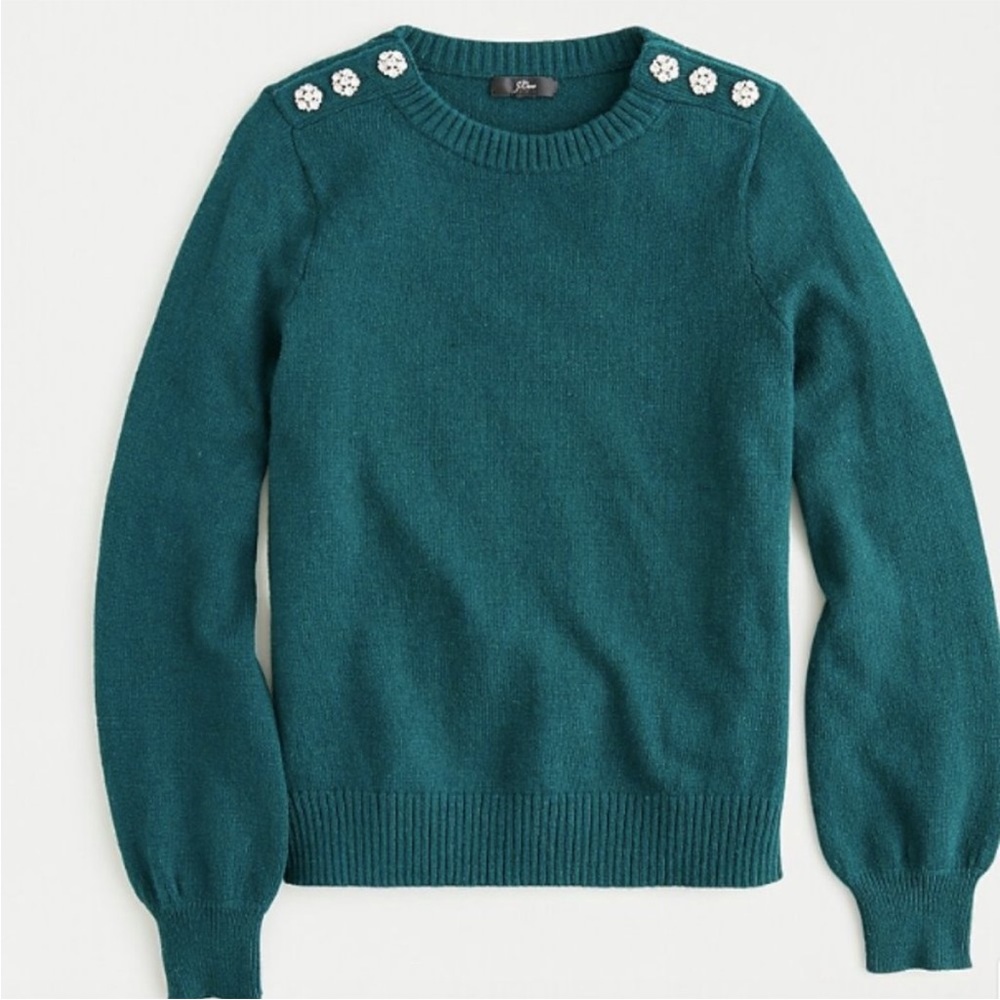 J Crew Wool Sweater with Jewel Buttons